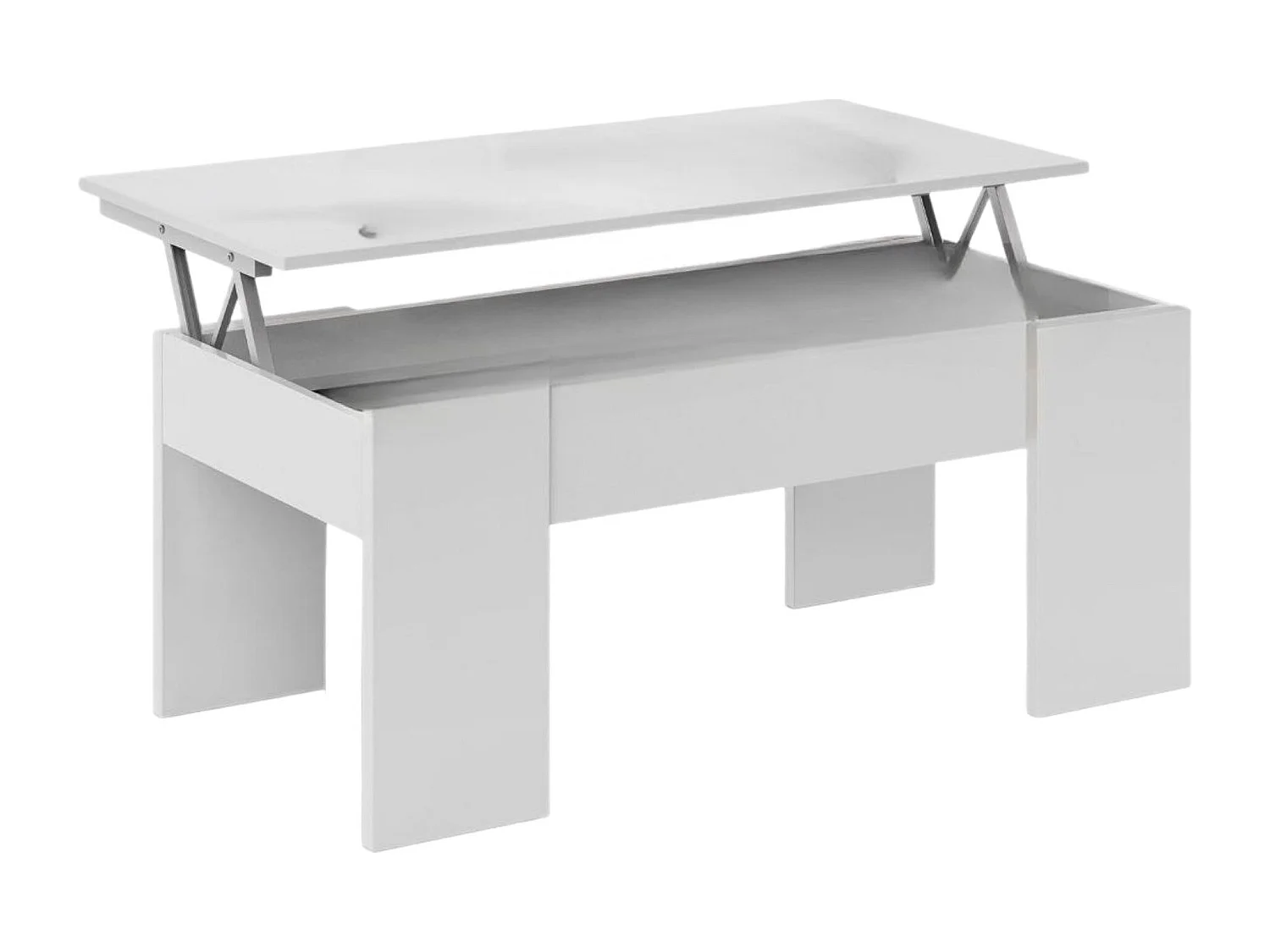 Dmora Salontafel Oceanside 45x100x50h cm Hoogglans Wit, Uitschuifbaar Blad, Opberglade, Rechthoekig