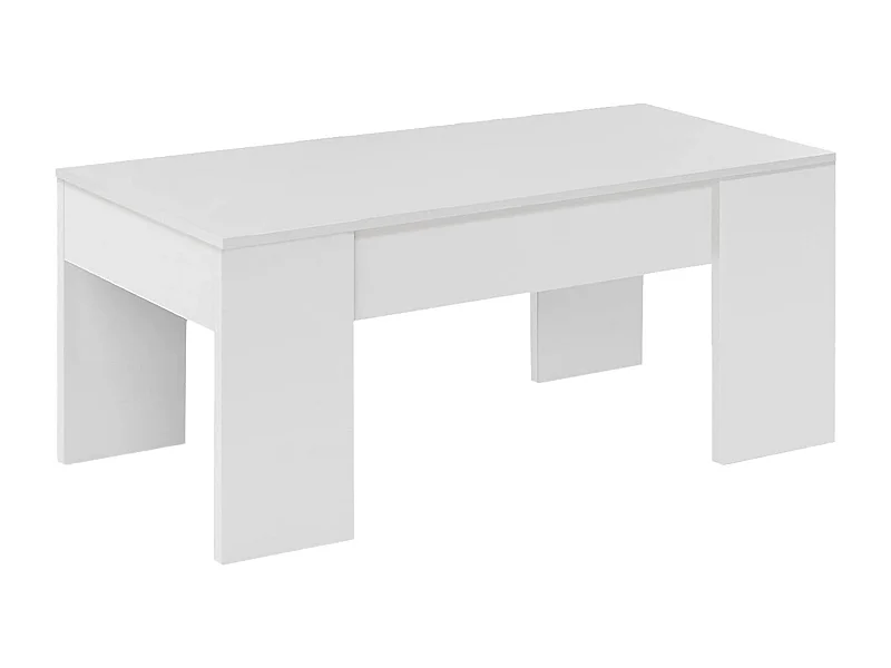 Dmora Salontafel Oceanside 45x100x50h cm Hoogglans Wit, Uitschuifbaar Blad, Opberglade, Rechthoekig