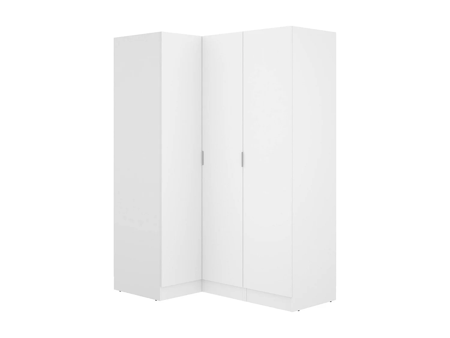 Armoire Meru, Armoire d'angle pour chambre à coucher, Armoire d'angle avec 3 portes battantes, 133x91h184 cm, Blanc