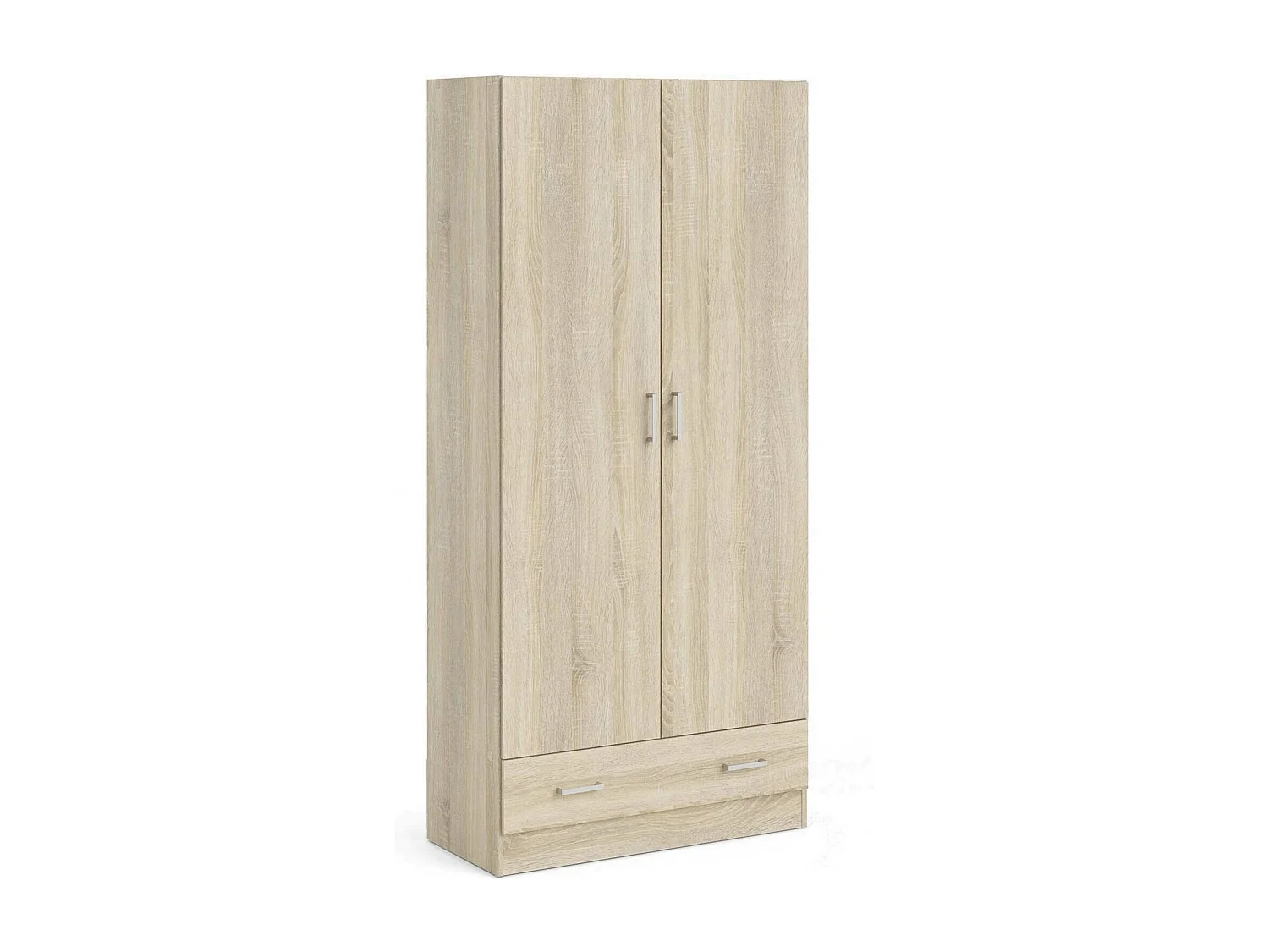 Kleiderschrank mit zwei Türen und einer Schublade, Eichenfarbe, 79 x 35 x H171 cm