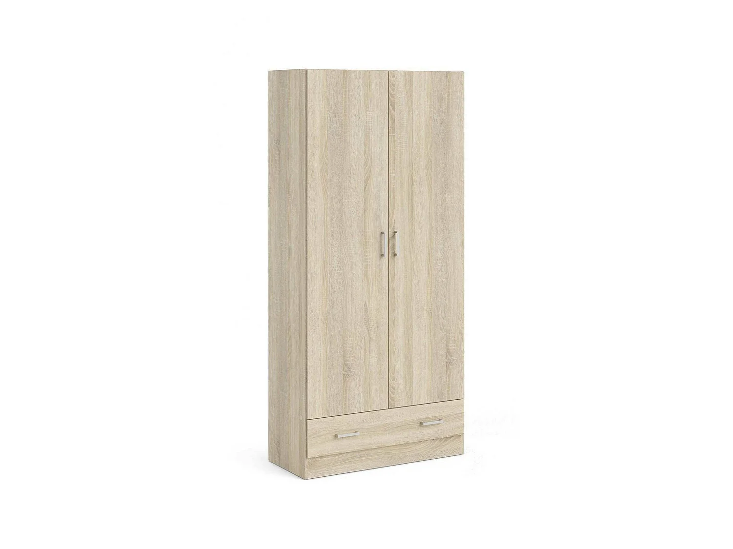 Armoire à deux portes et un tiroir, couleur chêne, 79 x 35 x h171 cm