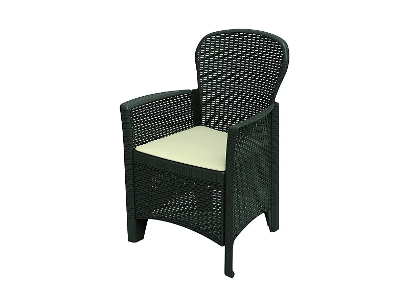 Chaise d'extérieur Como, Siège de jardin, Fauteuil d'extérieur effet rotin, 100% Made in Italy, 60x58h89 cm, Anthracite
