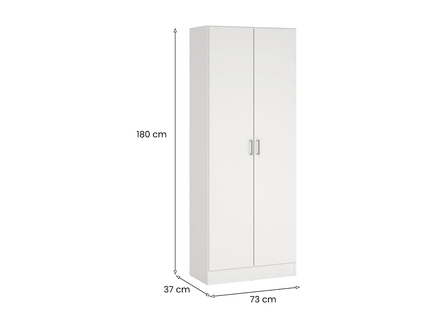 Armadio multiuso Charleston, Mobile portascope a 2 ante, Scarpiera con ripiani, Guardaroba portascope, cm73x37h180 cm, Bianco