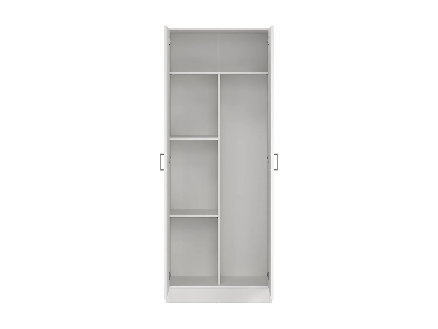 Armadio multiuso Charleston, Mobile portascope a 2 ante, Scarpiera con ripiani, Guardaroba portascope, cm73x37h180 cm, Bianco