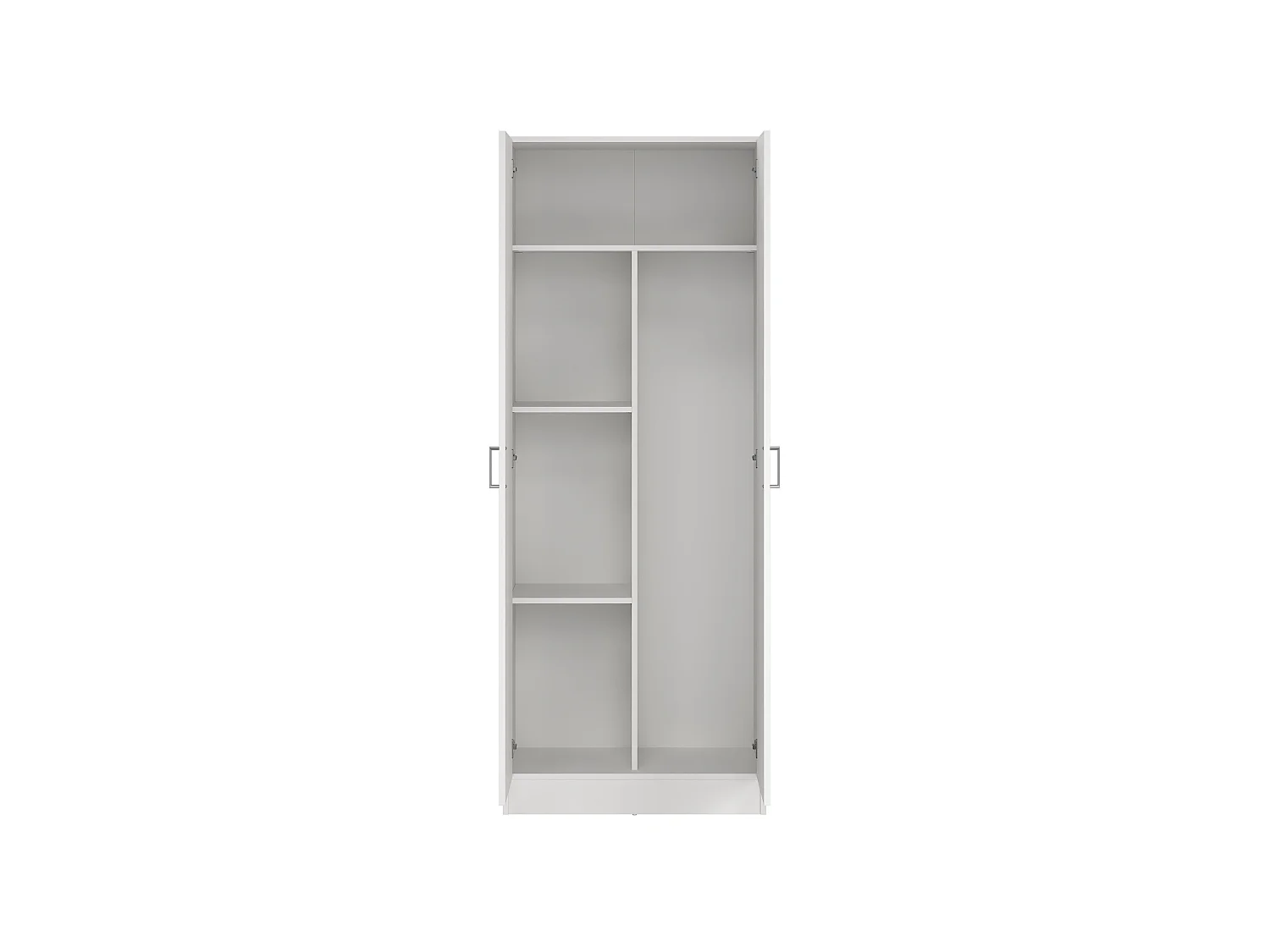 Armadio multiuso Charleston, Mobile portascope a 2 ante, Scarpiera con ripiani, Guardaroba portascope, cm73x37h180 cm, Bianco