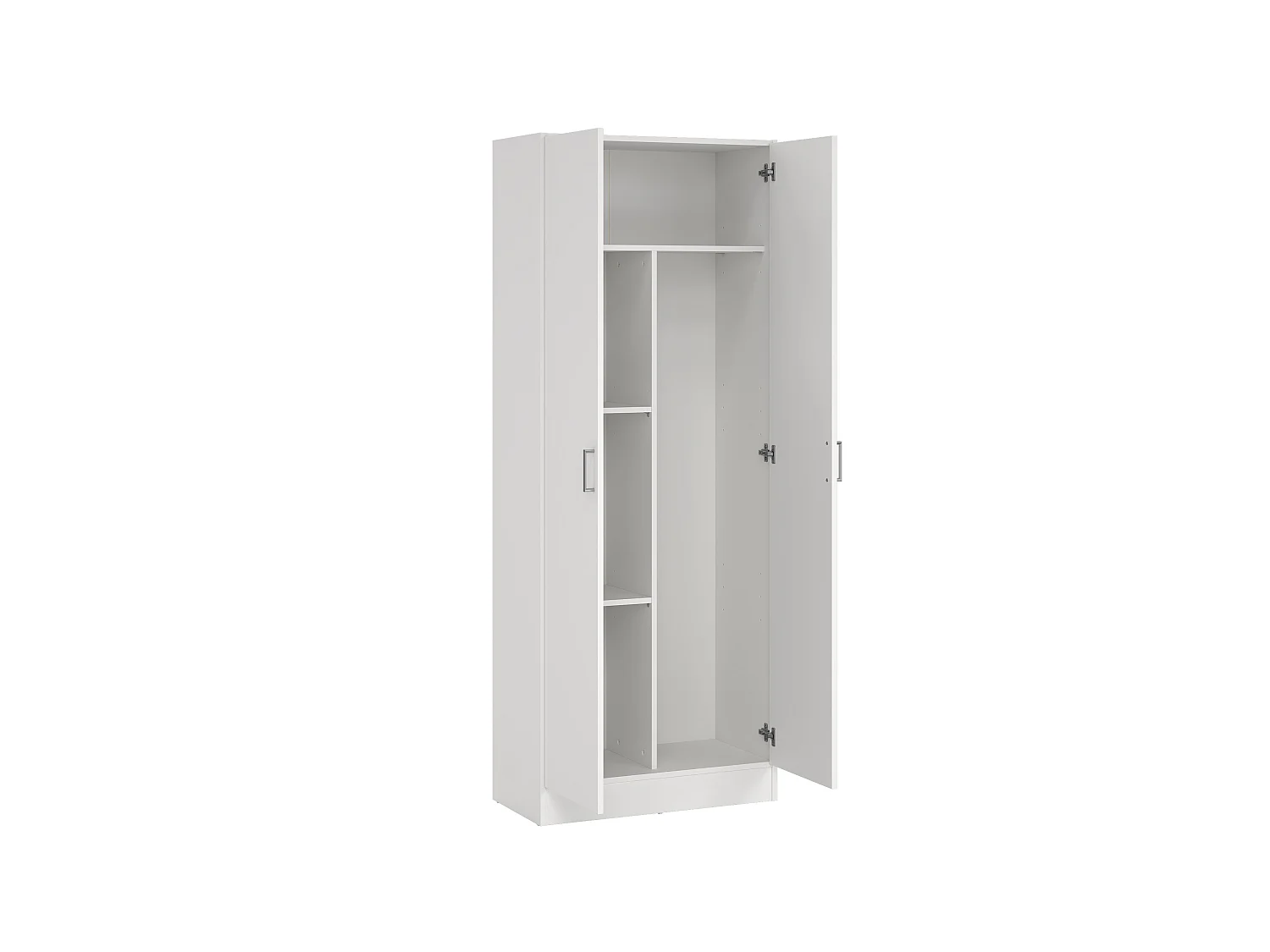 Dmora Multifunctionele Kast 2 Deuren Charleston 37x180 cm Wit 3 Planken 5 Vakken, Bezemkast