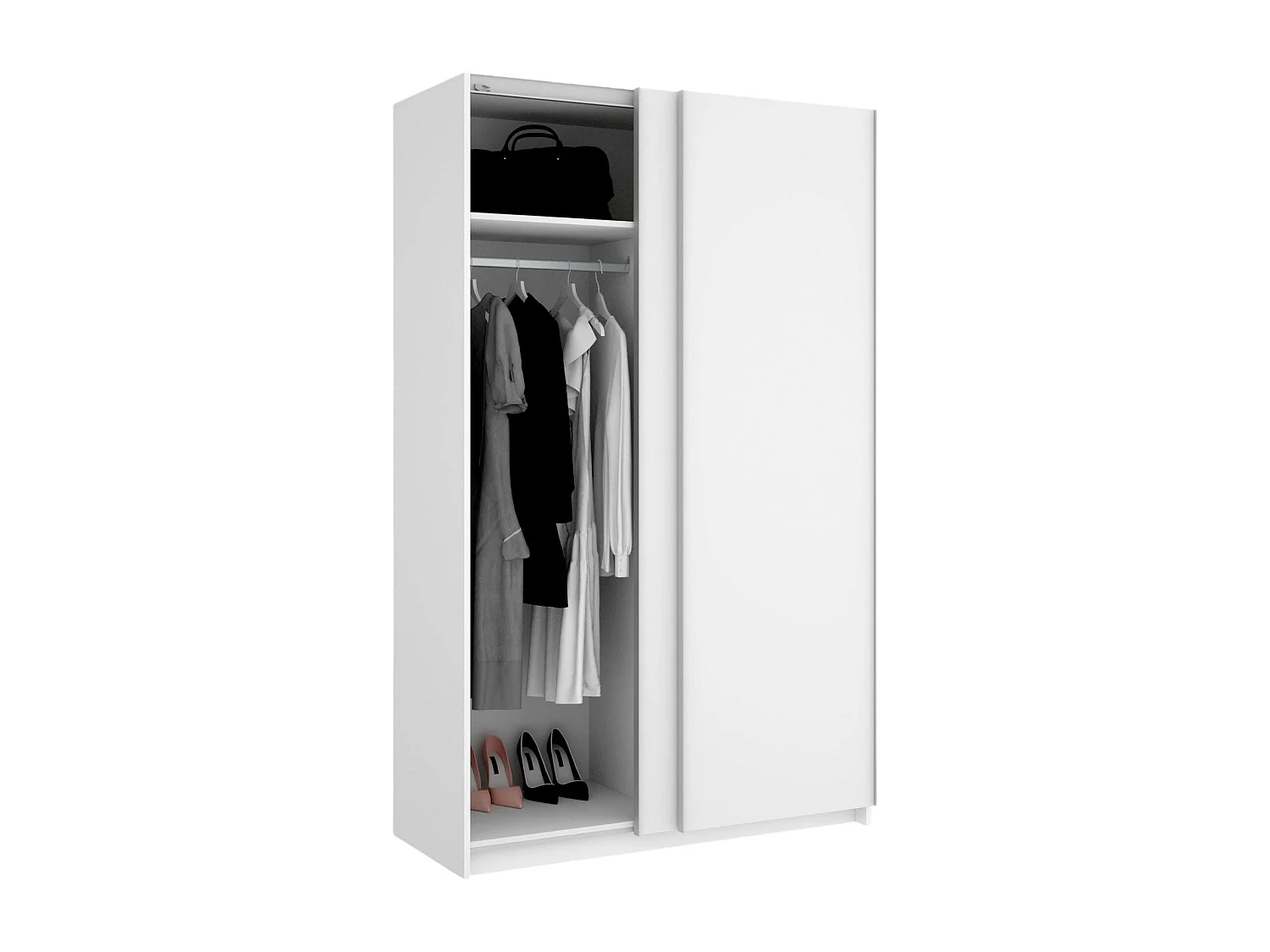 Armoire Annapurna, Cintre pour chambre à coucher, Armoire avec 2 portes coulissantes, 120x65h204 cm, Blanc
