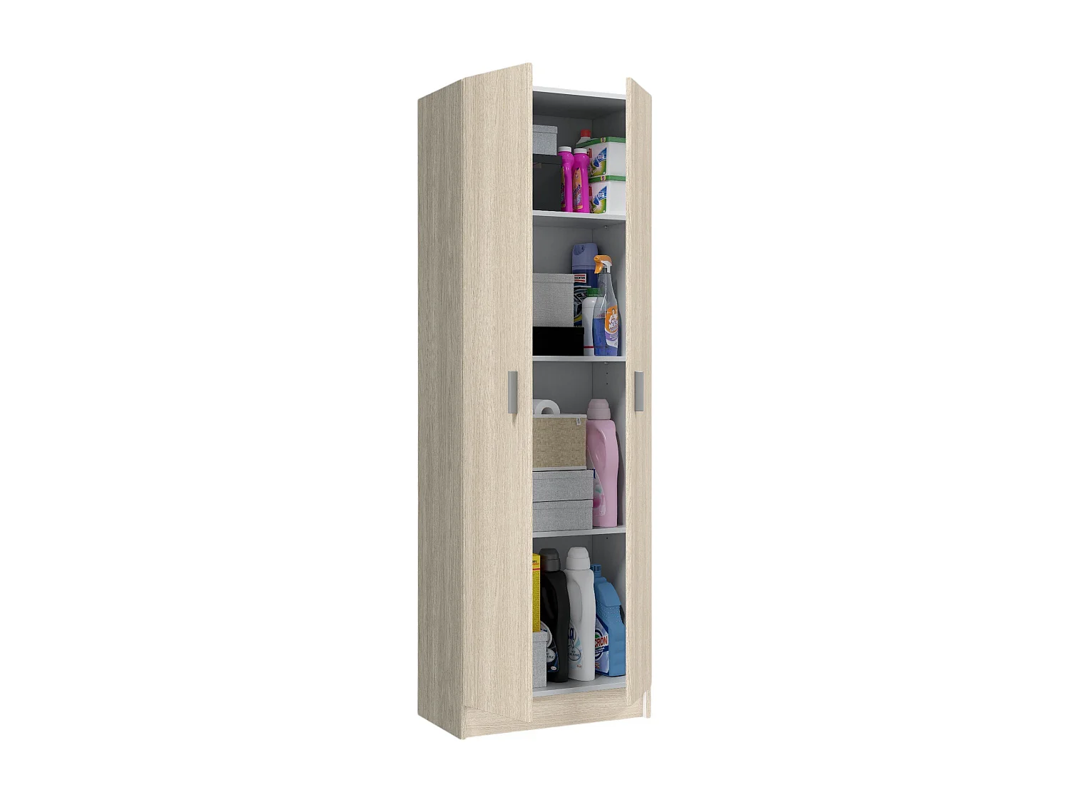 Armario multiusos Aragorn, 2 puertas, 3 estantes, 59x180h cm, roble marrón, 2 puertas, 4 compartimentos