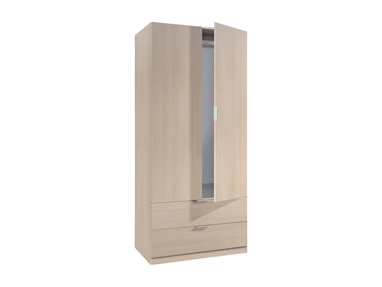 Guardarropa Darest, Armario dormitorio con 2 puertas y 2 cajones, Muebles de dormitorio con perchero, 81x52h180 cm, Roble