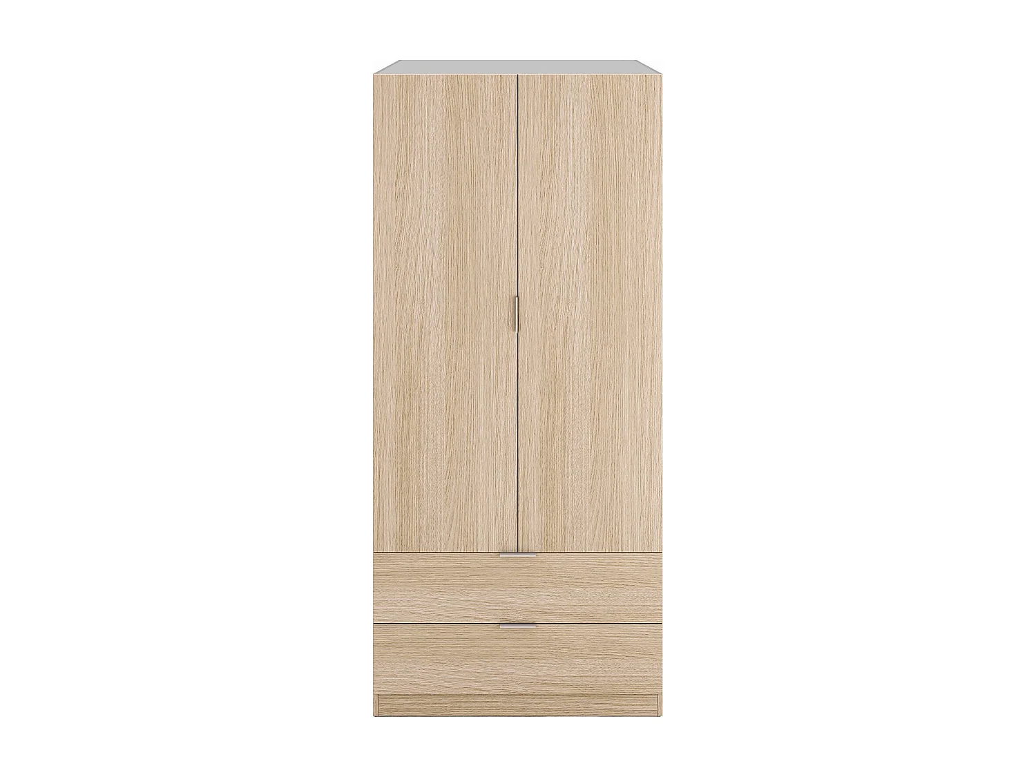 Guardarropa Darest, Armario dormitorio con 2 puertas y 2 cajones, Muebles de dormitorio con perchero, 81x52h180 cm, Roble