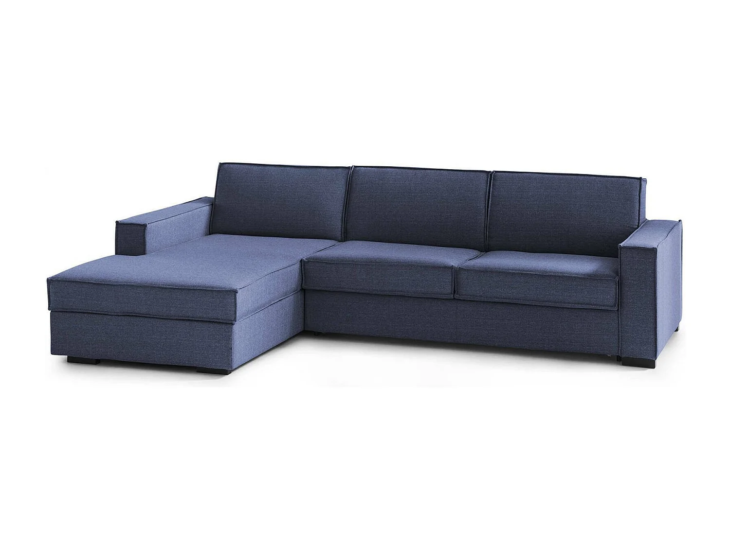 Divano Fisso con Penisola Anila, Sfoderabile Made in Italy, 95x280 cm blu