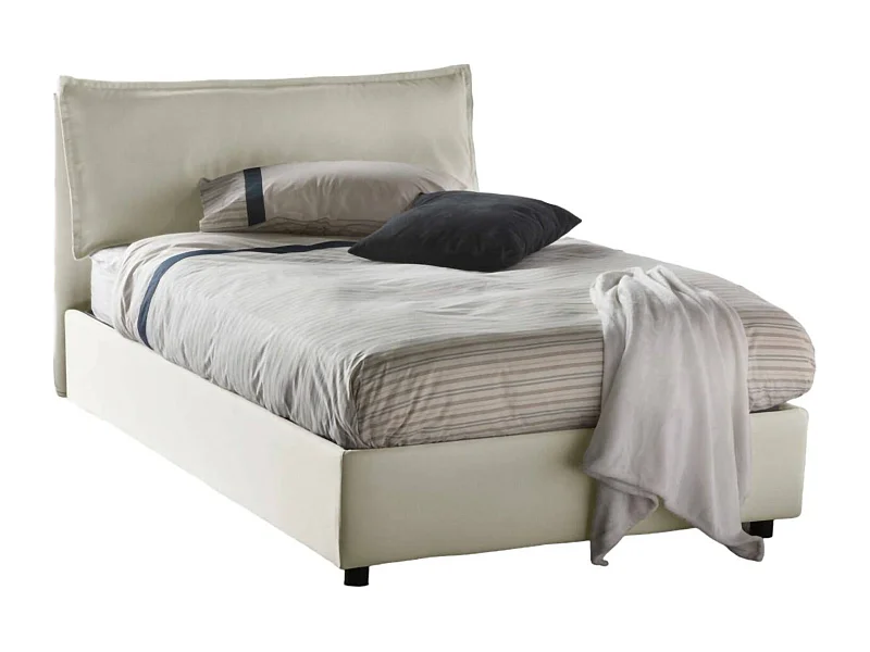 Dbegi tweepersoonsbed, opbergbed met stoffen bekleding, 100% Made in Italy, opening aan de voorzijde, geschikt voor matras 120x200 cm, Beige