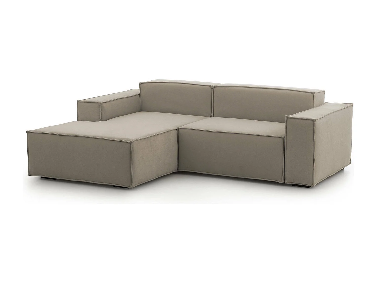 Sofá fixo Daniela, Sofá modular grande de 2 lugares com península esquerda, 100% Fabricado na Itália, Sofá de tecido moderno, 240x170h70 cm, Taupe