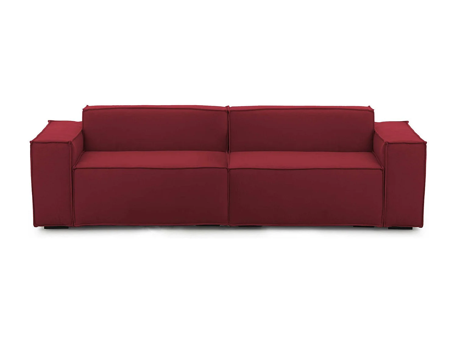 Festes Sofa Simona, Lineares modulares 3-Sitzer-Sofa, 100% Made in Italy, Modernes Wohnzimmersofa aus Stoff, Cm 260x95h70, Rot