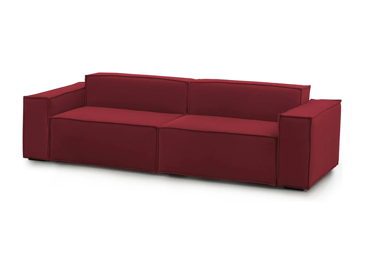Divano fisso Simona, Divano componibile a 3 posti lineare, 100% Made in Italy, Sofà moderno da soggiorno in tessuto, Cm 260x95h70, Rosso