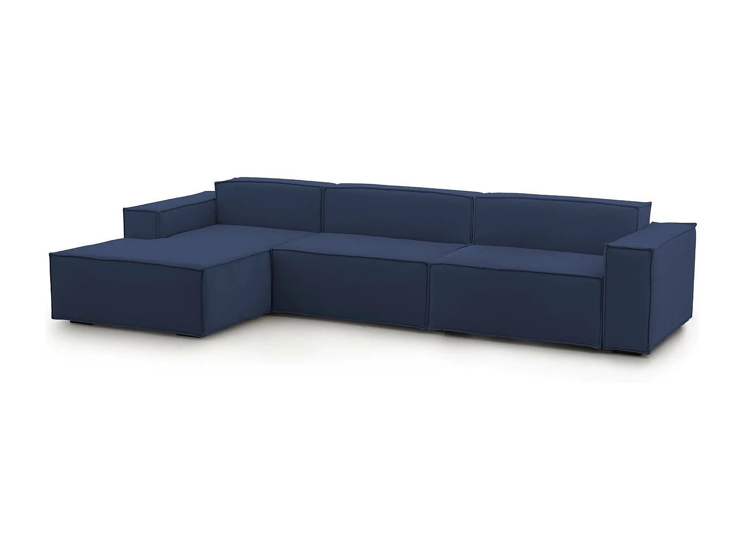 Divano Fisso con Penisola Atrillo, Sfoderabile Made in Italy, 170x340 cm blu