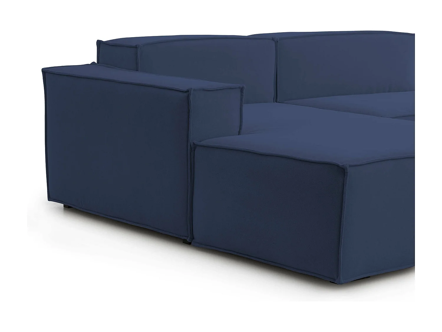 Divano Fisso con Penisola Atrillo, Sfoderabile Made in Italy, 170x340 cm blu