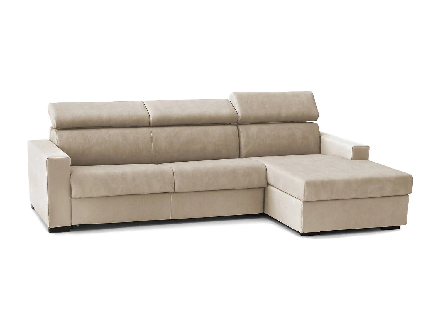 Talamo Italia Divano Fisso con Penisola Mikaela 260x95 cm Beige Sfoderabile Lavabile, Braccioli Made in Italy