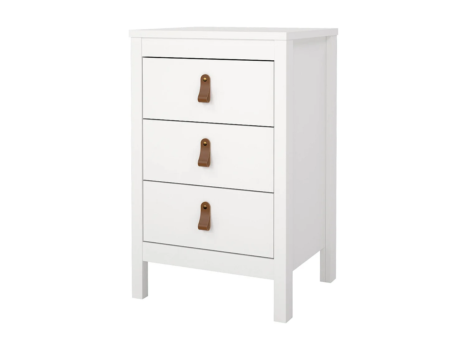 Mesa de cabeceira Dsain, Cómoda baixa, Mesa de cabeceira, Prateleira de cama, 44x38 h70 cm, Branco