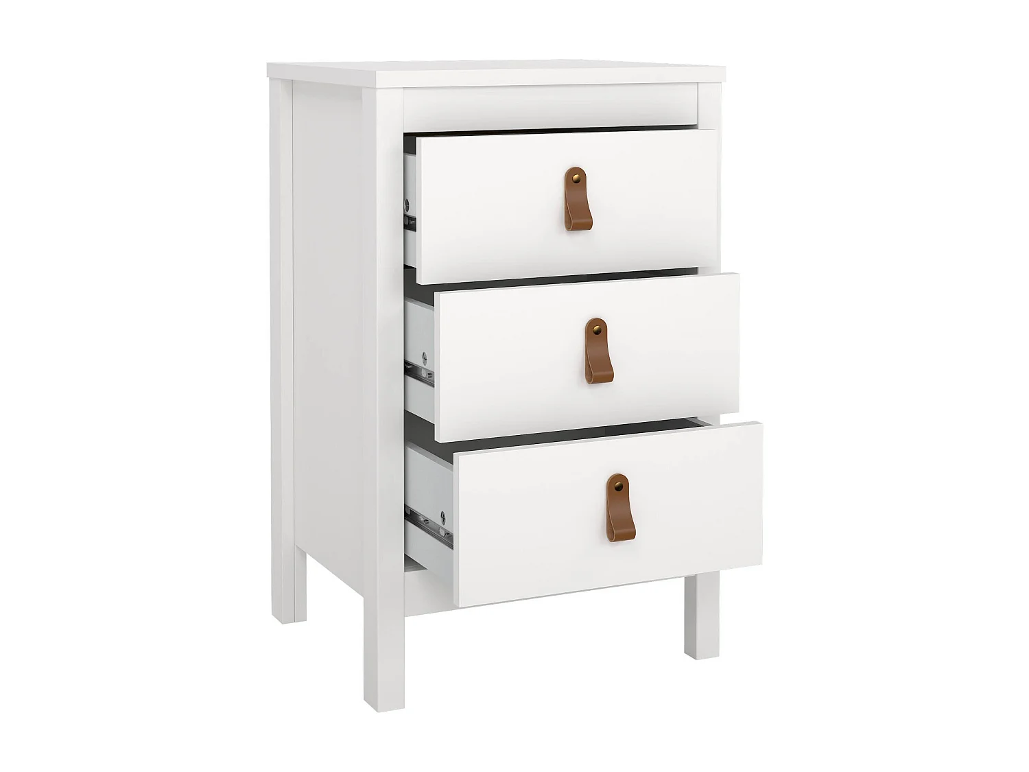 Mesa de cabeceira Dsain, Cómoda baixa, Mesa de cabeceira, Prateleira de cama, 44x38 h70 cm, Branco