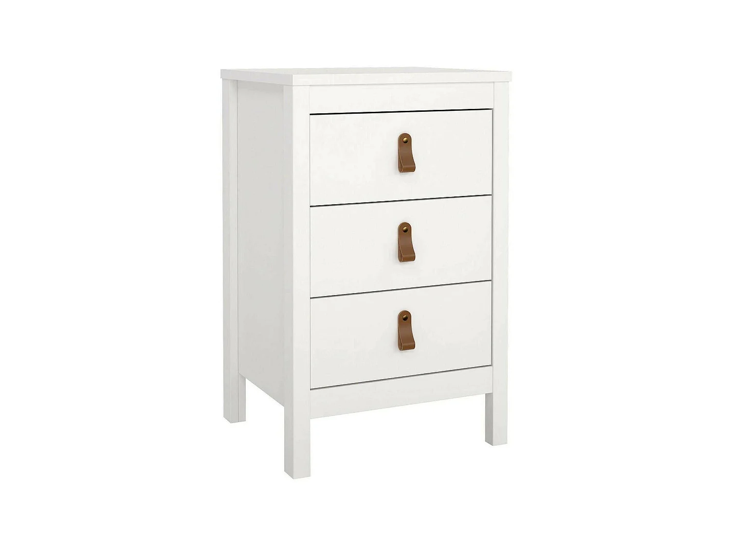Chevet Dsain, Commode basse, Table de nuit, Étagère de chevet, 44x38 h70 cm, Blanc