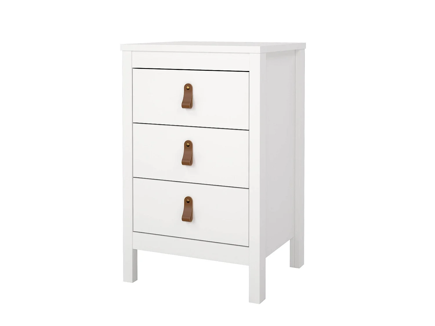 Chevet Dsain, Commode basse, Table de nuit, Étagère de chevet, 44x38 h70 cm, Blanc