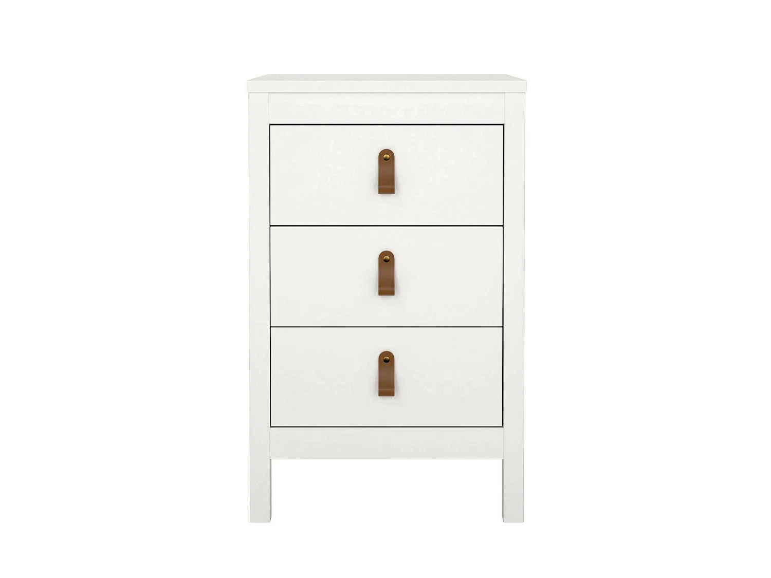 Chevet Dsain, Commode basse, Table de nuit, Étagère de chevet, 44x38 h70 cm, Blanc