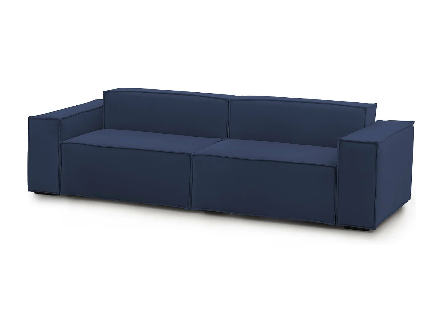 Canapé fixe Dmelucc, canapé modulable linéaire 3 places, 100% Made in Italy, Canapé de salon moderne en tissu, 260x95h70 cm, Bleu