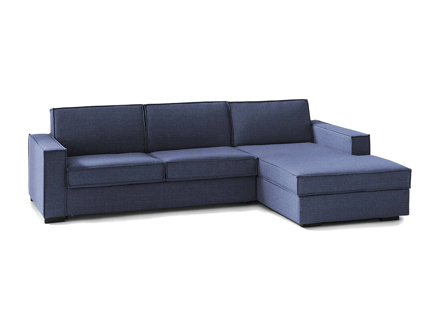 Sofá fixo Nami, Sofá de canto, 100% Fabricado na Itália, Sofá da sala com península container direita, com braços padrão, 280x95h90 cm, Azul