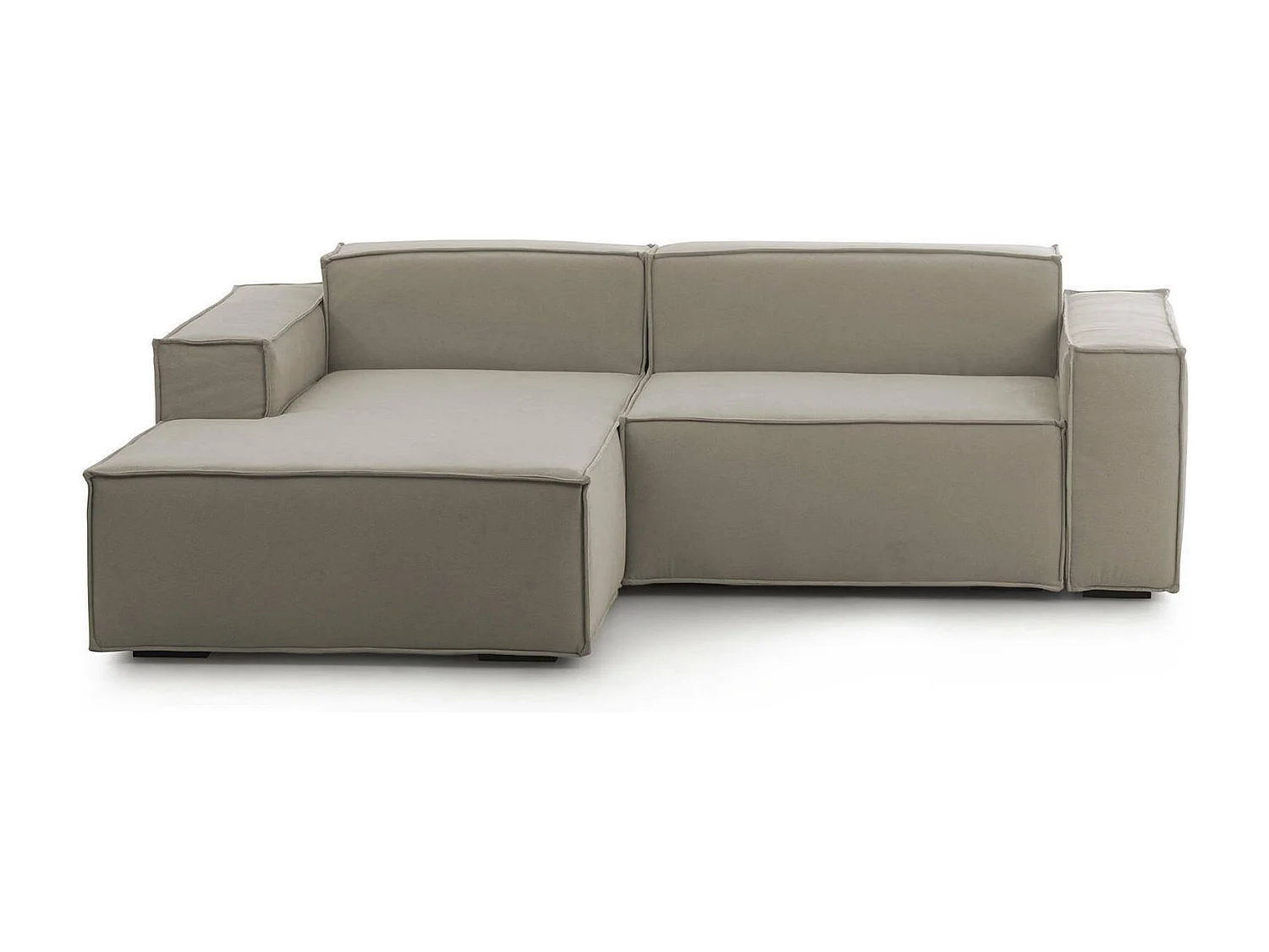 Canapé fixe Dcagnan, Grand canapé modulable 2 places avec péninsule gauche, 100% Made in Italy, Canapé moderne en tissu, 240x170h70 cm, Taupe