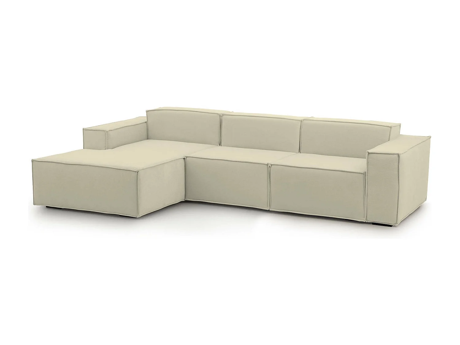 Talamo Italia Vaste Bank met Chaise Longue Jessica 170x300 cm Beige Afneembaar Modulair Oekotex Gecertificeerd, Wasbaar Made in Italy