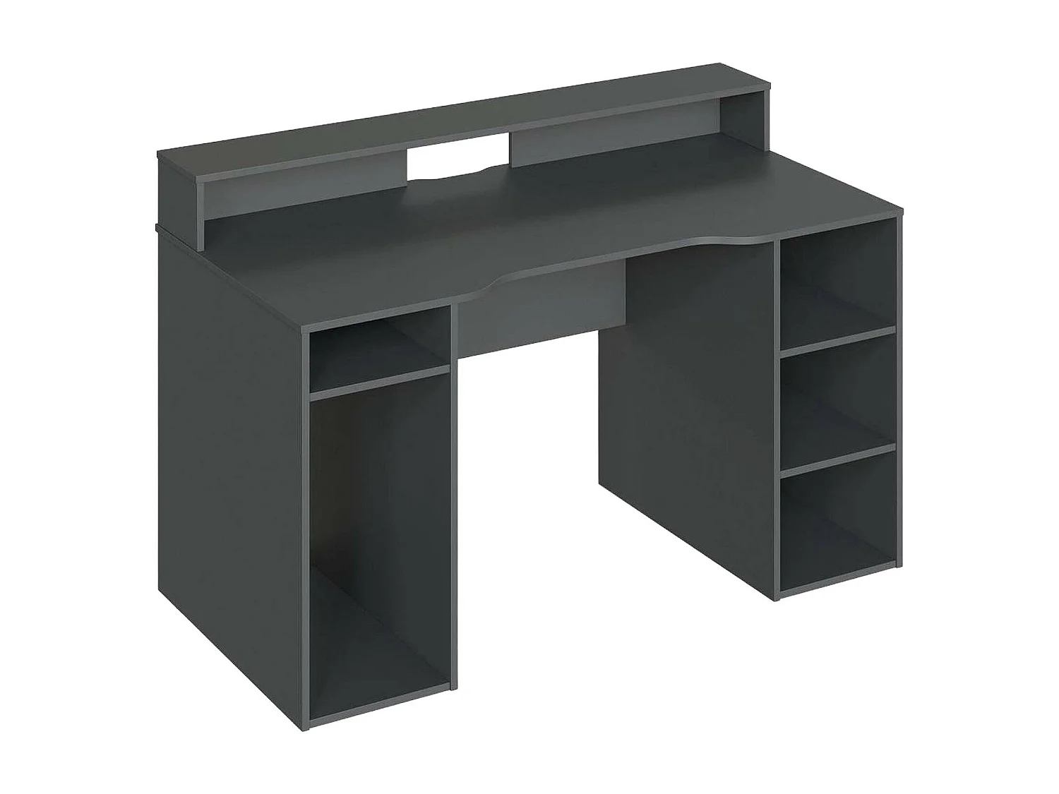 Bureau Dlucum, Bureau de jeu multifonction moderne, Table d'étude pour PC et support CD, Table d'étude avec étagères, 136x67h88 cm, Anthracite