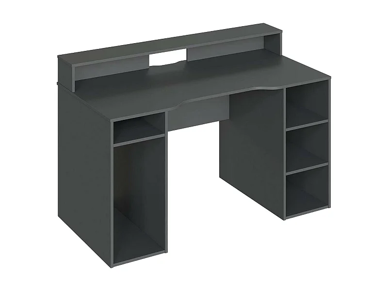 Bureau Dlucum, Bureau de jeu multifonction moderne, Table d'étude pour PC et support CD, Table d'étude avec étagères, 136x67h88 cm, Anthracite