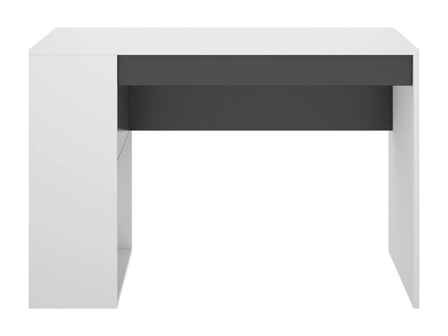 Bureau Dfalc, Bureau polyvalent pour bureau ou chambre, Table d'étude linéaire avec étagères, 115x50h74 cm, Blanc et Anthracite