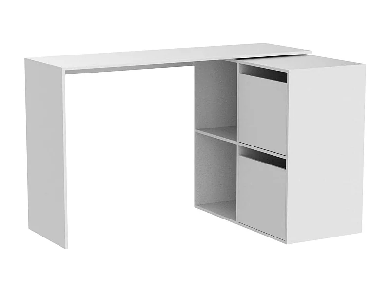 Milwaukee Escritorio, Escritorio modular multifunción con estante, Mesa de estudio u oficina multiposición con montaje en esquina, 152x49h74 cm, Blanco