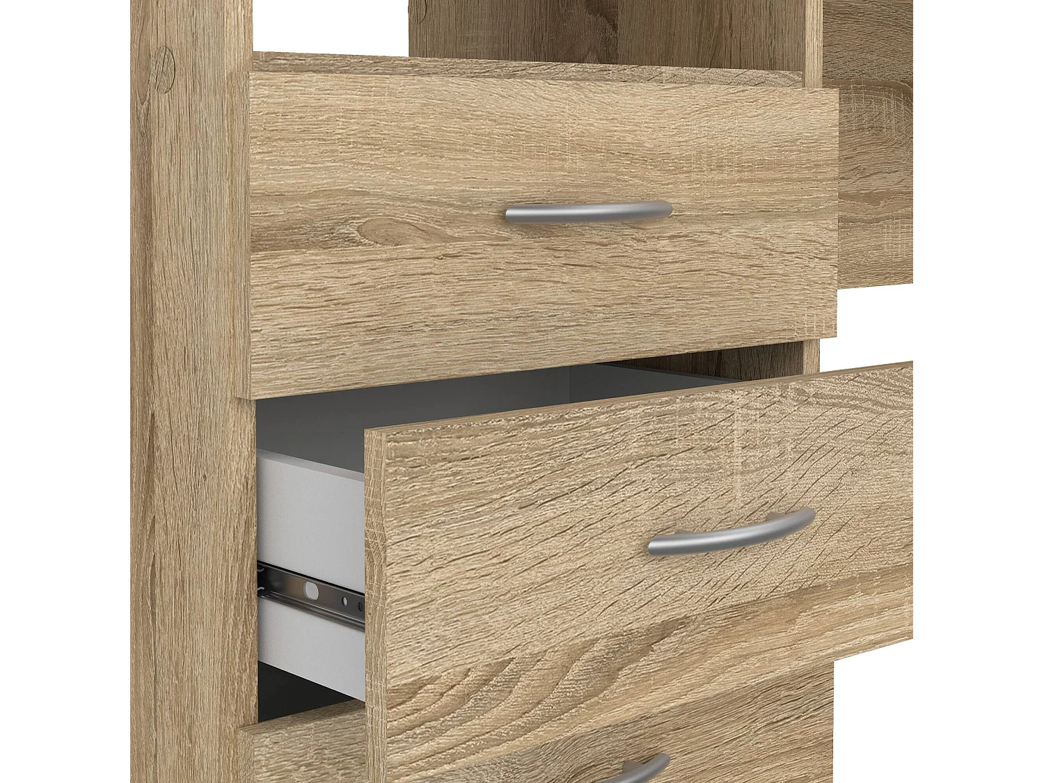 Lineair bureau met drie laden, eikenkleur, afmeting 120 x 72 x 48 cm