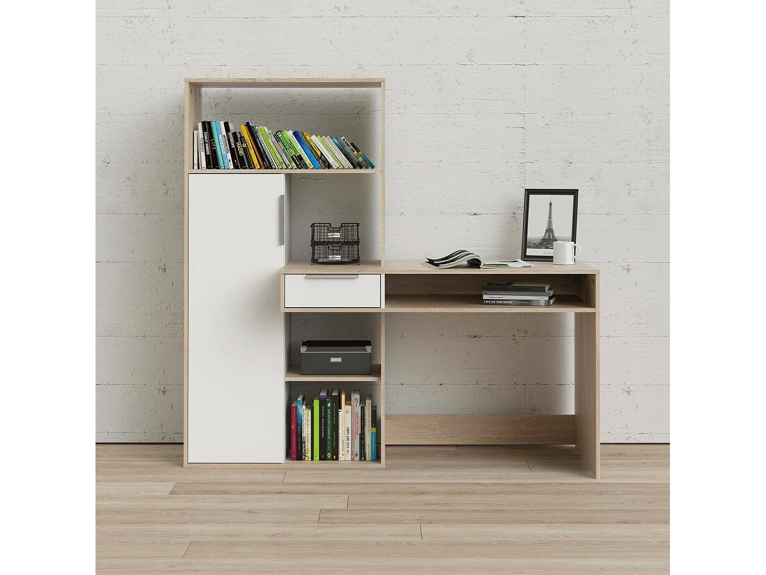 Scrivania Annalou, un Cassetto, 60.35x162.8x155.4h cm Bianco