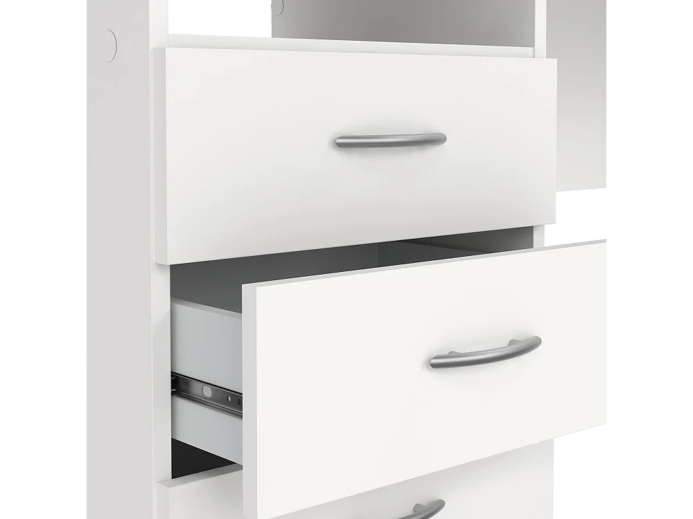 Bureau linéaire avec trois tiroirs, couleur blanche, Dimensions 120 x 72 x 48 cm