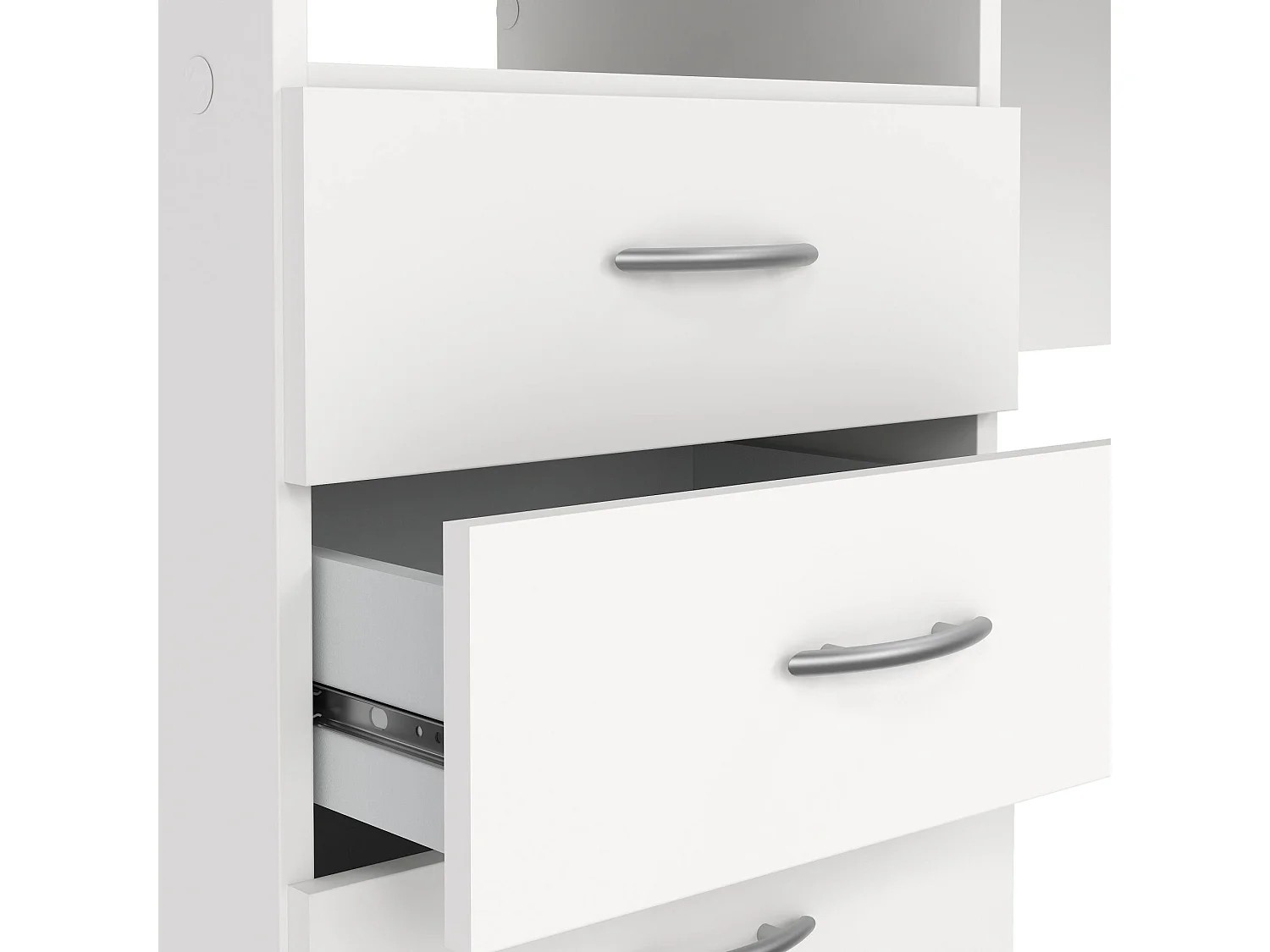 Bureau linéaire avec trois tiroirs, couleur blanche, Dimensions 120 x 72 x 48 cm