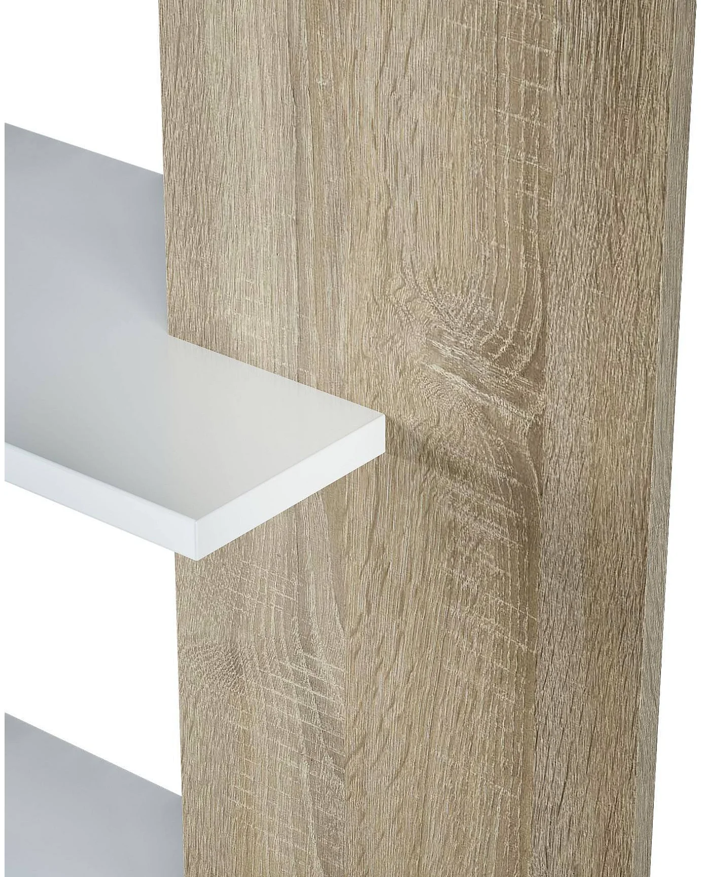 Bibliothèque Columbia, Bibliothèque double face avec 5 étagères, Etagère de séparation pour bureau ou chambre, 90x25h180 cm, Blanc et Chêne