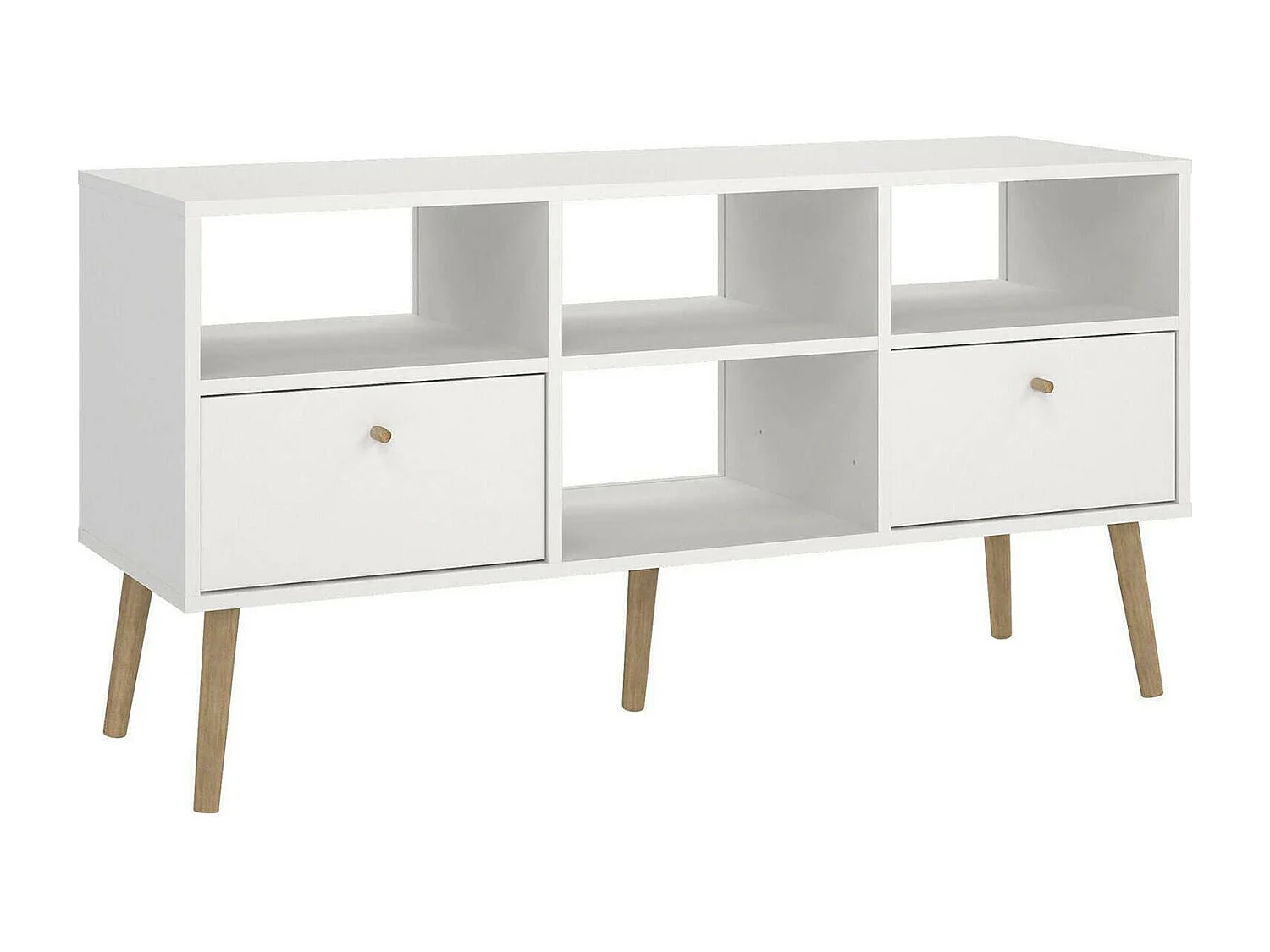 Meuble TV Dtoedtl, Buffet de salon, Armoire basse pour TV, Base murale de rangement, 117x39 h61 cm, Blanc
