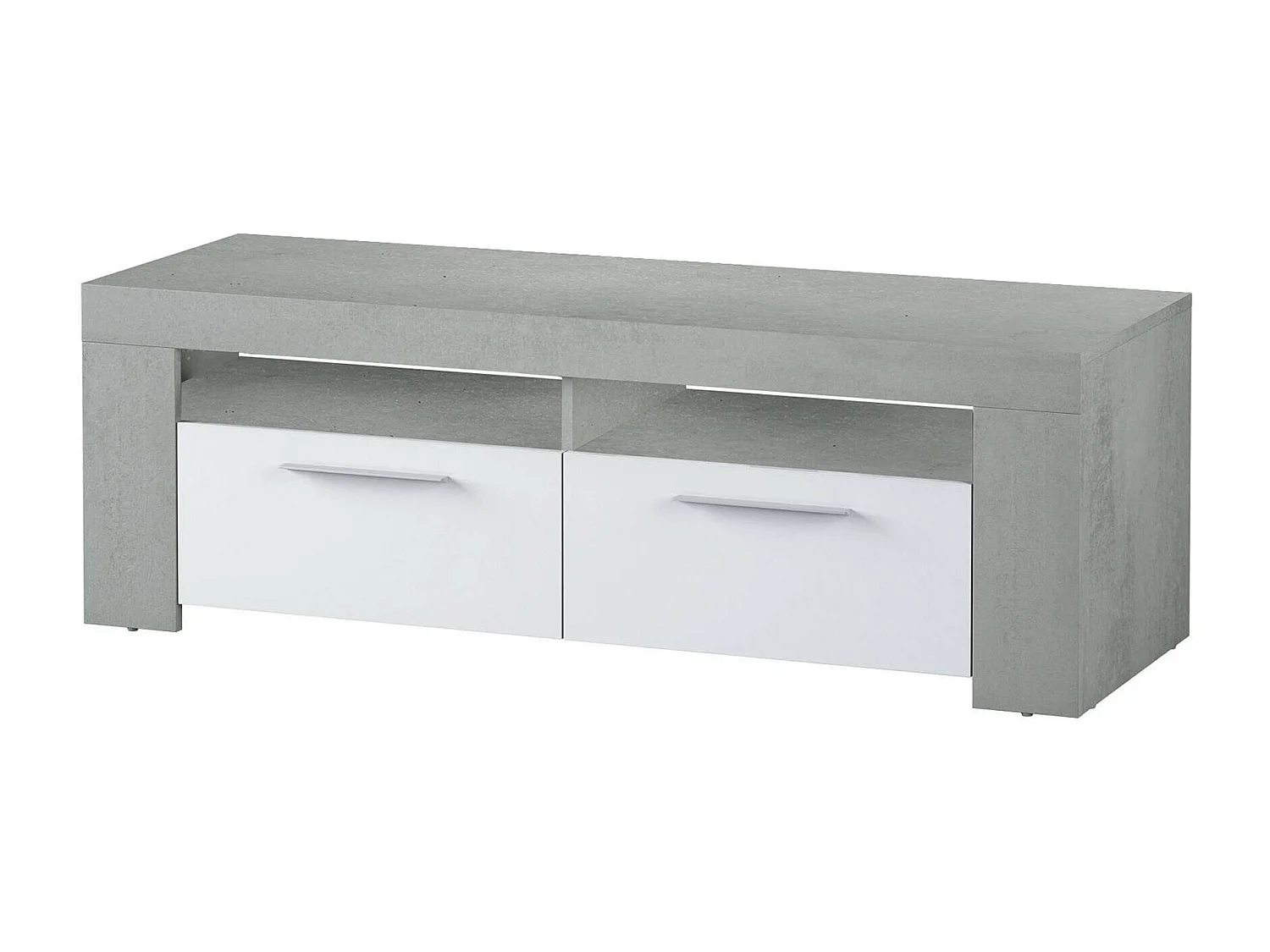 Stamford Mueble TV, Aparador para televisión de salón, Mueble TV 2 puertas, Aparador bajo para salón, 120x42h40 cm, Blanco y Cemento