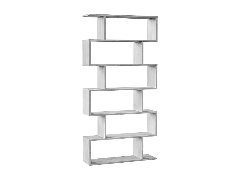 Bibliothèque Joliet, Bibliothèque haute double face, Etagère de séparation avec 5 étagères, Etagère de bureau moderne, 80x24h192 cm, Gris béton