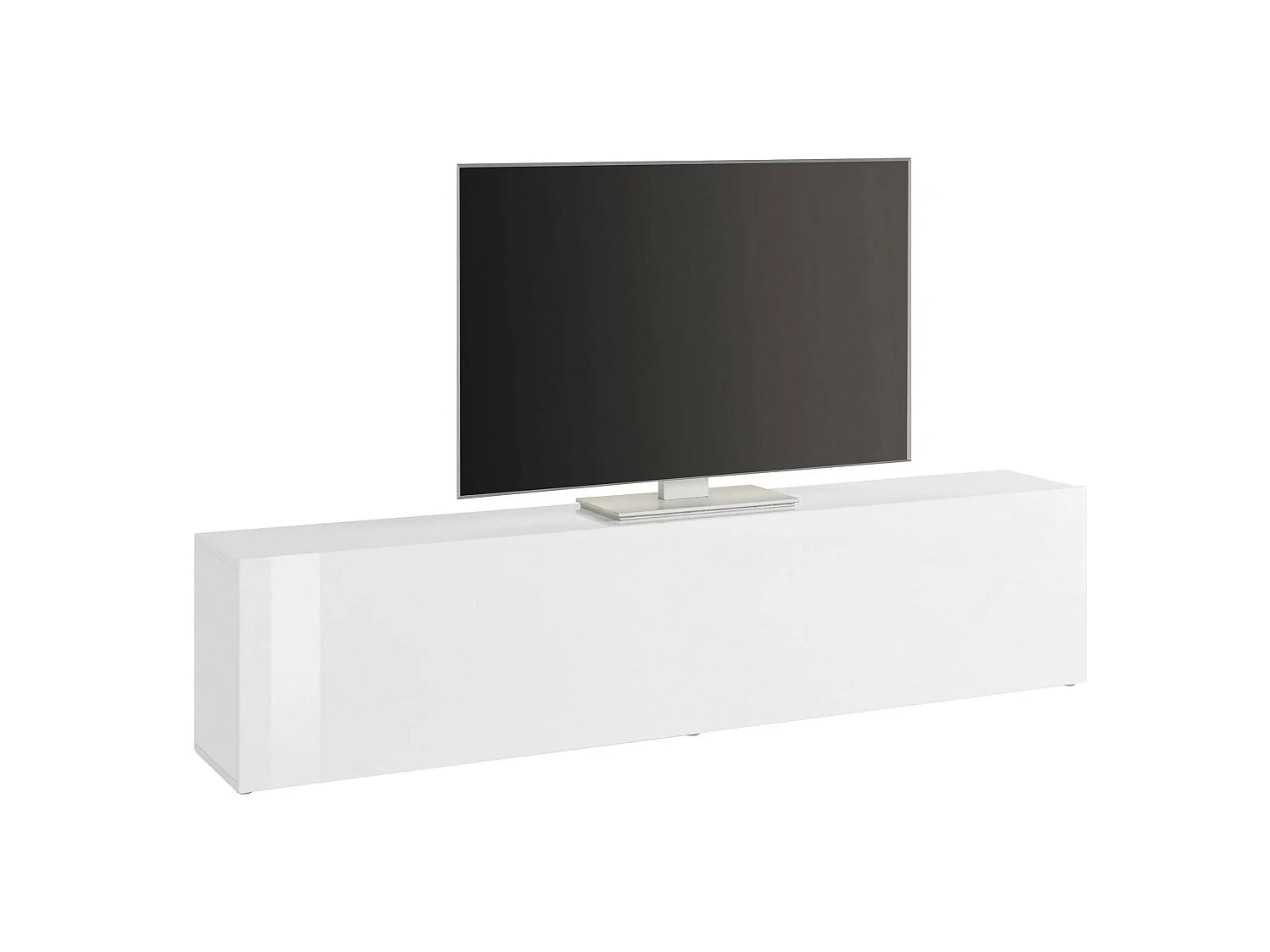 Móvel de TV cristão, Aparador baixo de sala, Base de móvel de televisão, 100% Fabricado na Itália, 180x30h40 cm, Branco brilhante