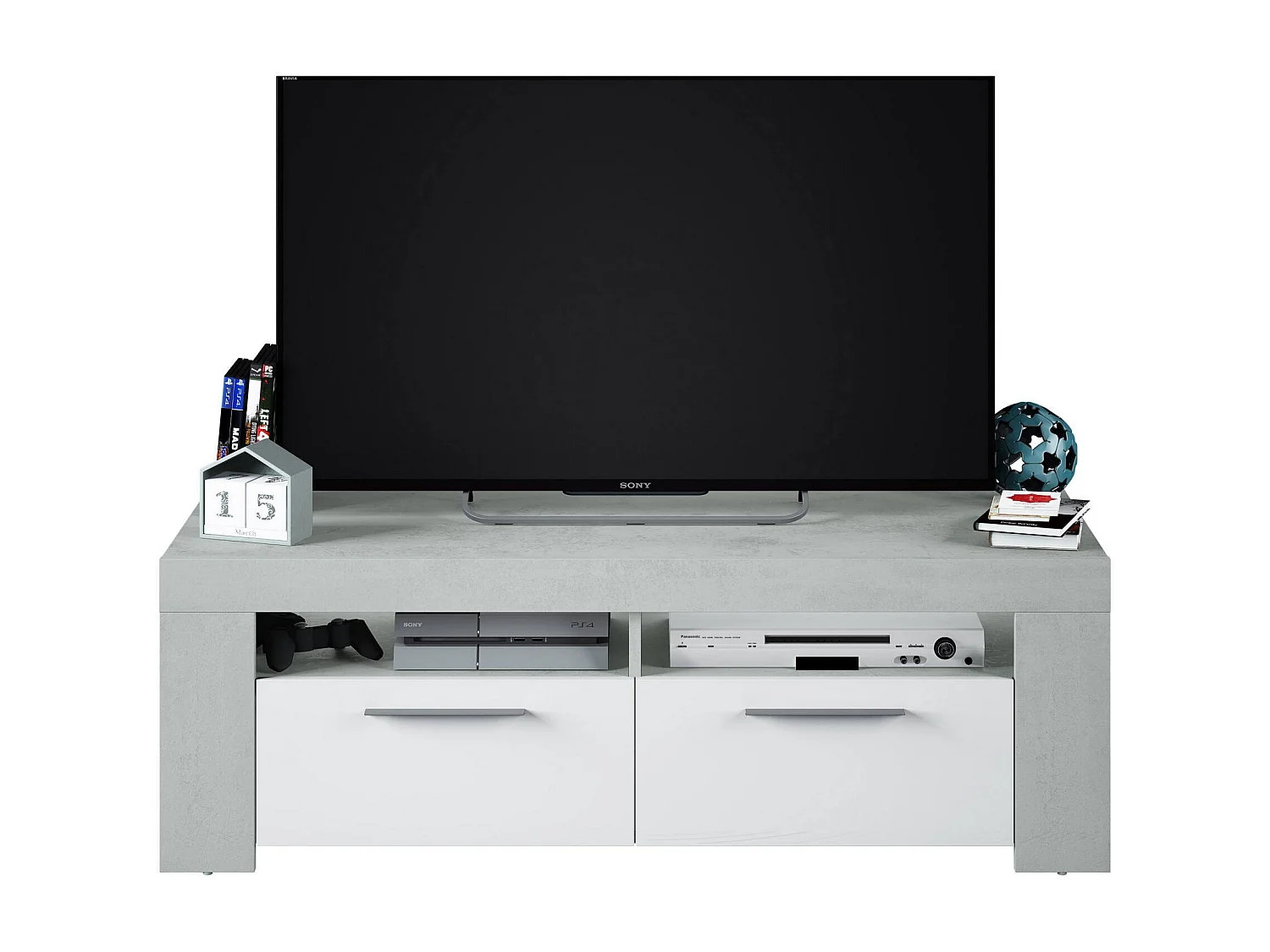 Mobile Porta tv Sparaxis, 3 Ripiani, 42x120x40h cm Bianco