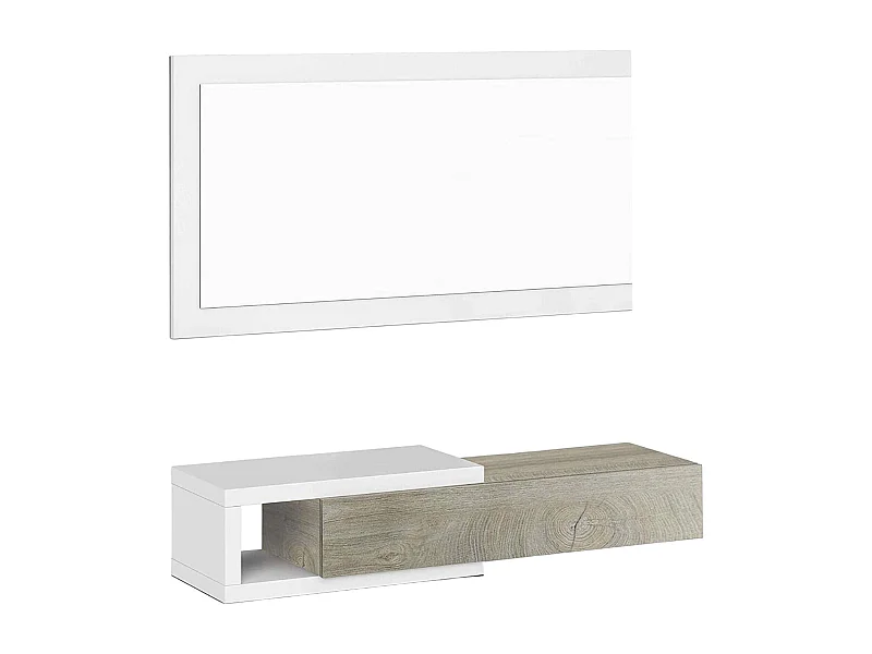 Dmora Halmeubel Mcallen 26x95x19h cm Bruin, Spiegel Inclusief, met Plank