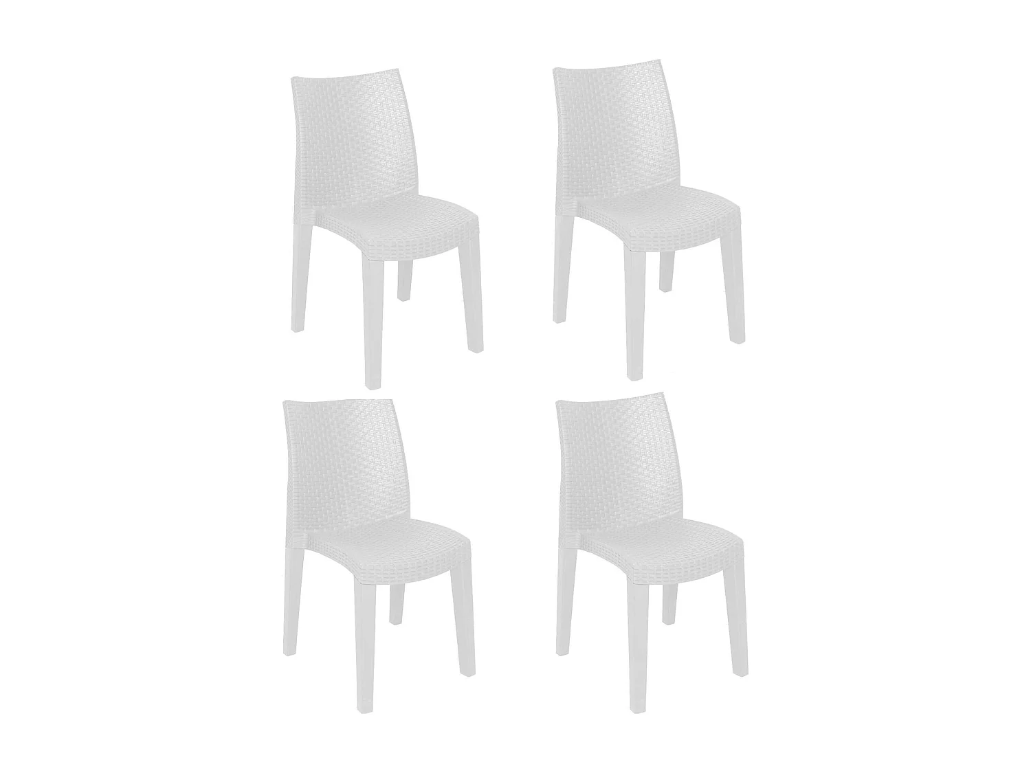 Ensemble de 4 chaises d'extérieur Ravenna, Sièges de jardin, Chaise de table à manger, Fauteuil d'extérieur effet rotin, 100% Made in Italy, 55x48h86 cm, Blanc