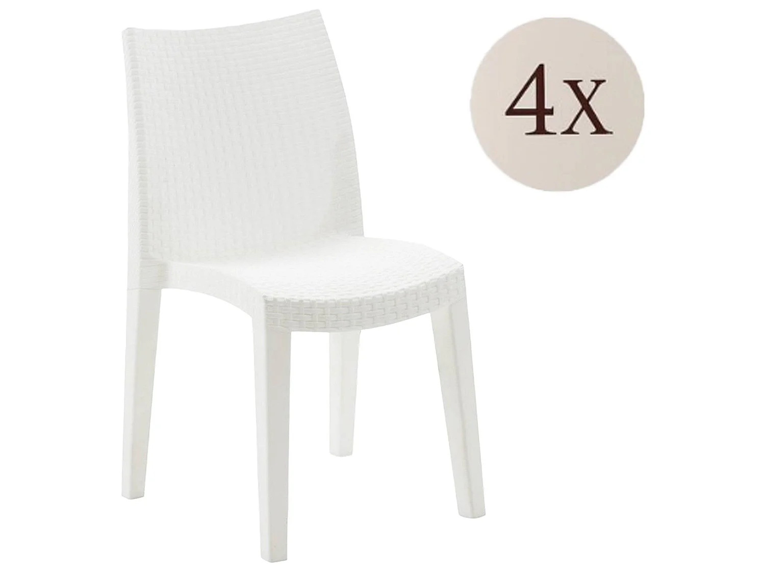 Juego de 4 sillas de exterior Ravenna, Asientos de jardín, Sillas de mesa de comedor, Sillón de exterior efecto ratán, 100% Made in Italy, 55x48h86 cm, Blanco