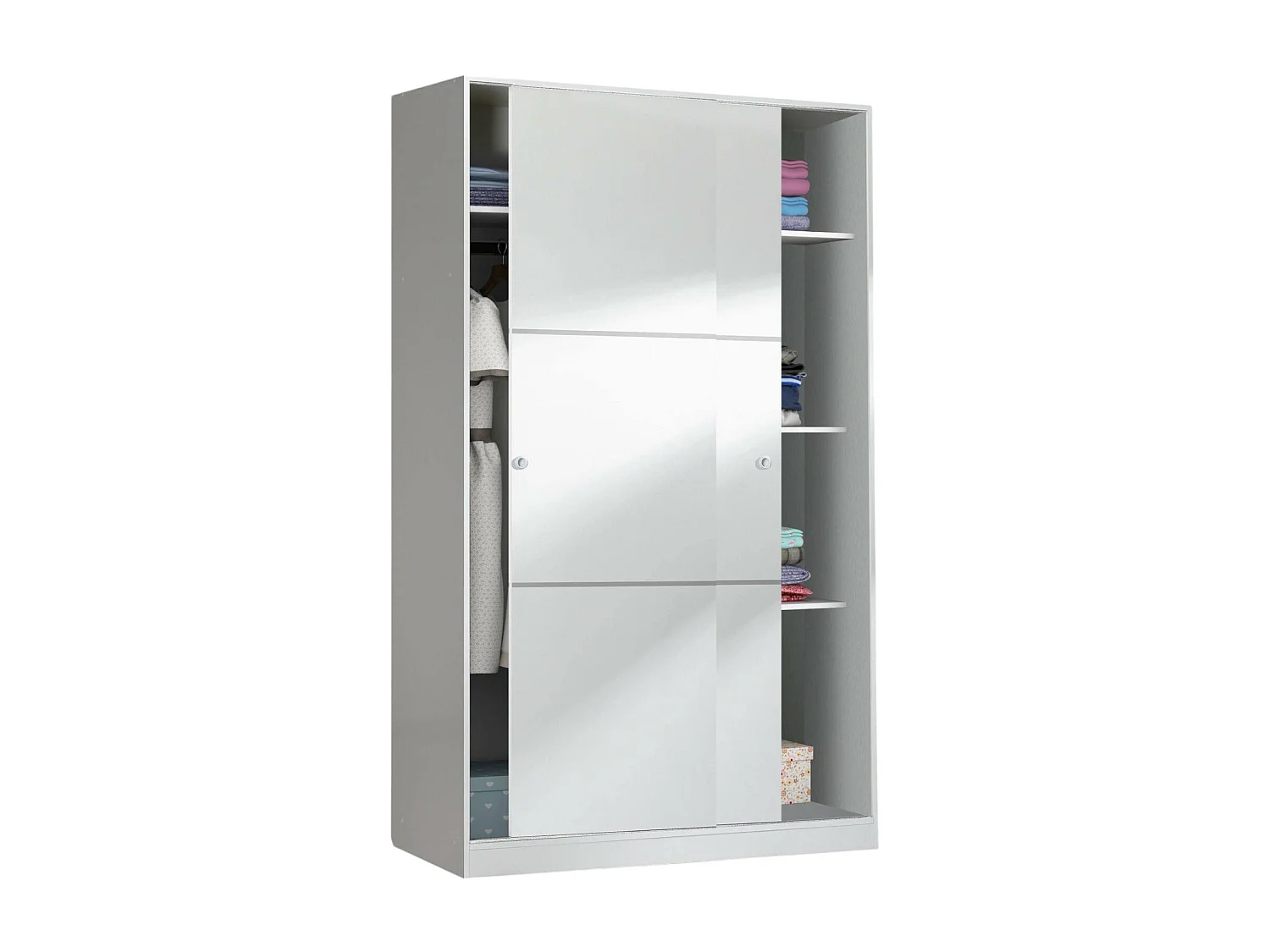 Waterbury Armoire, Armoire de Chambre avec 2 Portes coulissantes, Armoire avec 4 étagères et Tringle à vêtements, 120x50h200 cm, Blanc