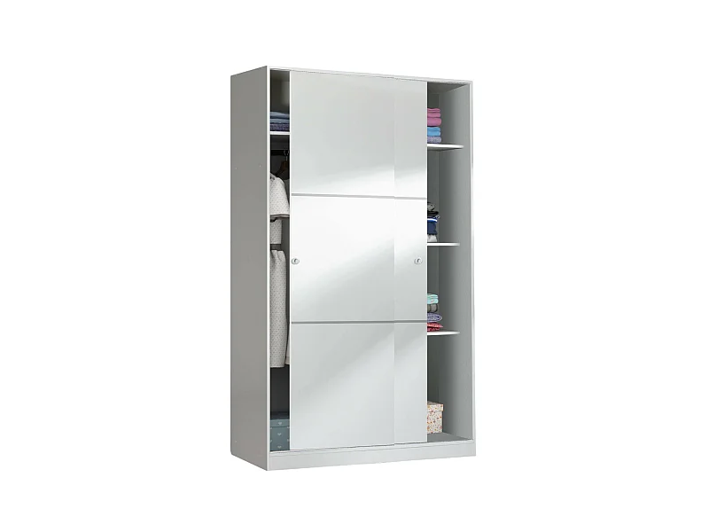 Waterbury Armoire, Armoire de Chambre avec 2 Portes coulissantes, Armoire avec 4 étagères et Tringle à vêtements, 120x50h200 cm, Blanc